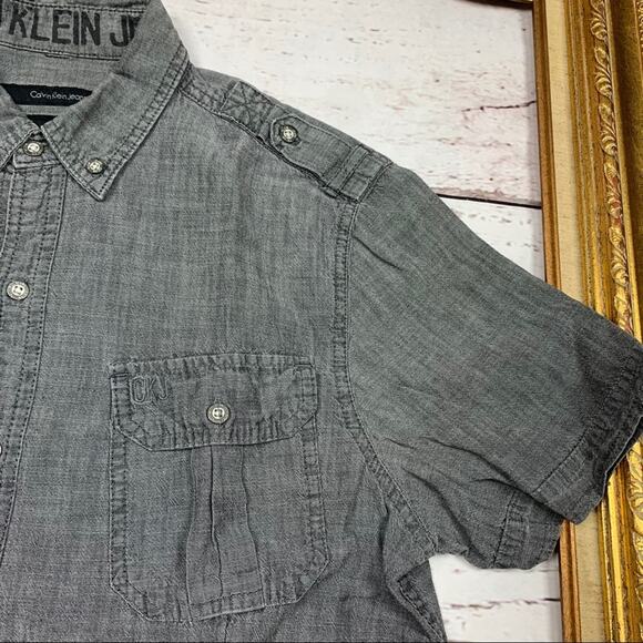 Calvin Klein gray denim shirt - Picture 3 of 6